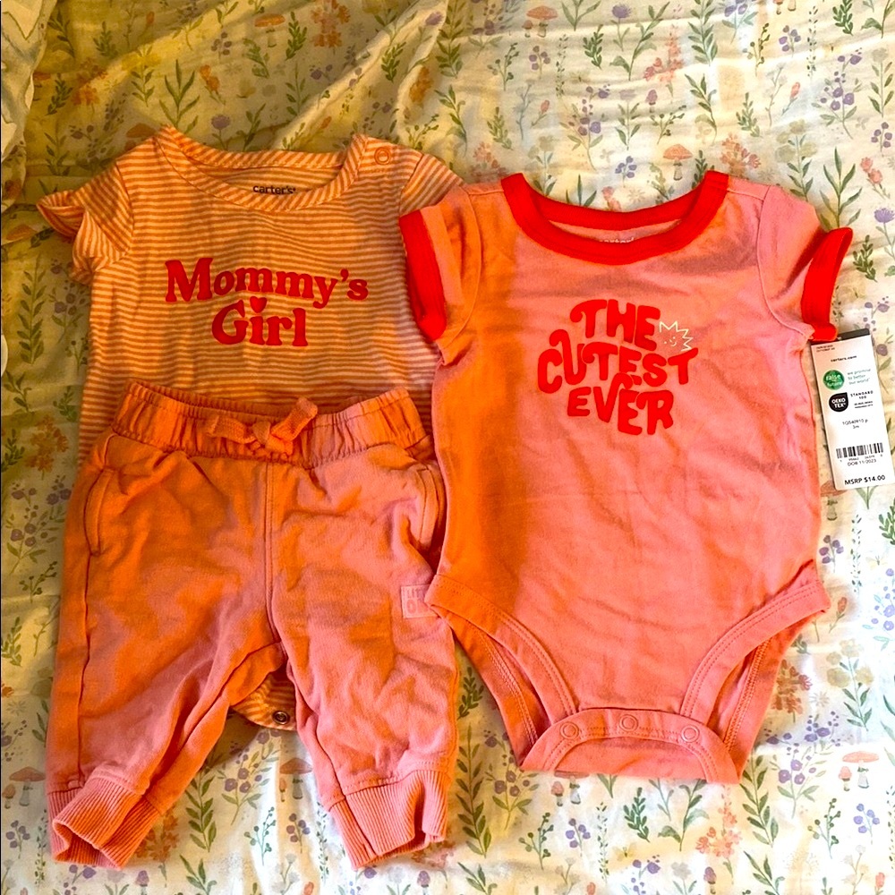 Carter's Pink/Red Baby Girl Matching Set 3Months